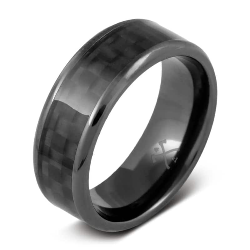 Manly Bands THE WATCHMAN Black Zirconium with Inlay 8mm Polished Band