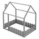 preview thumbnail 50 of 60, Kids Wood Bed, House Bed Frame with Fence-Shaped Guardrails for Teens Girls Boys, Slats are not Included