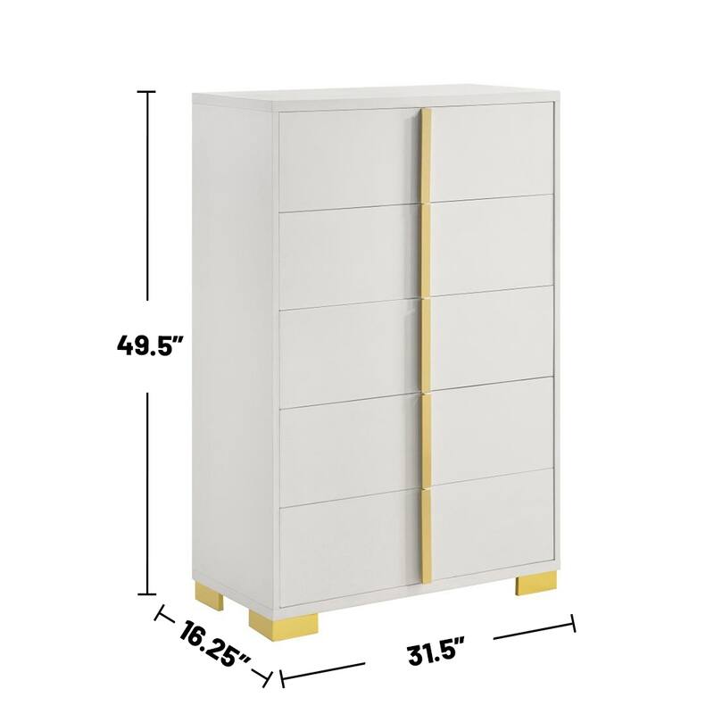 5 Drawers Wooden Chest with Metal Hardware