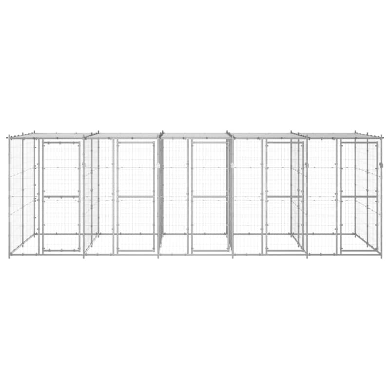 vidaXL Outdoor Dog Pen Pet Crate Kennel Cage Playpen House for Yard Steel