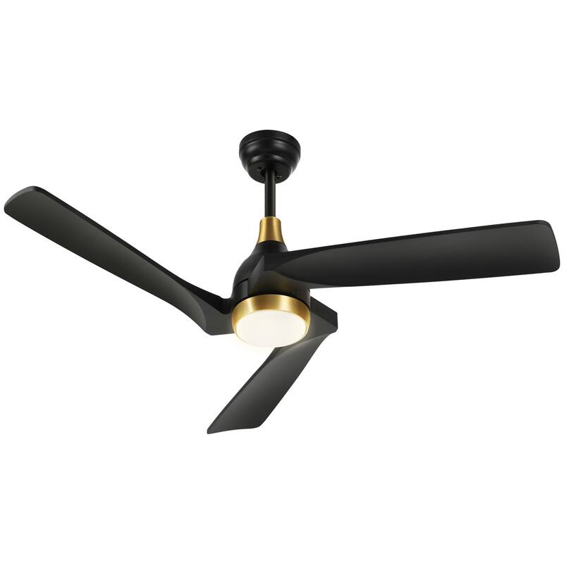 52 Inch Ceiling Fan with Lights Remote Control With 3 Solid Wood Blades