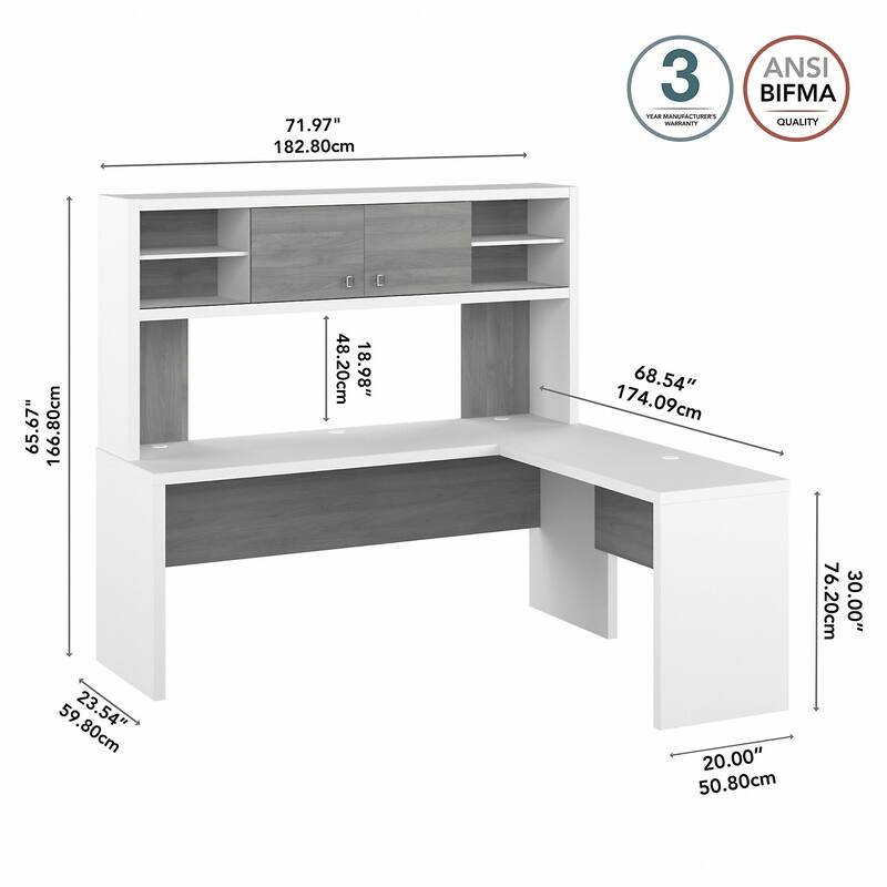 Echo 72W L Shaped Computer Desk with Hutch by Bush Business Furniture