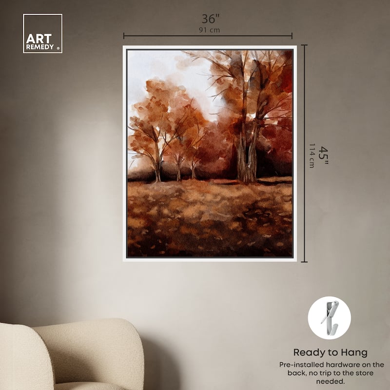 Art Remedy November Landscape Framed Landscape 1 Piece Canvas Wall Art Watercolor Style
