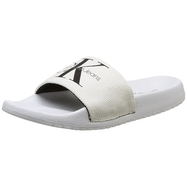 Calvin Klein Womens chantal canvas Open Toe Slip On Slippers Calvin Klein Womens chantal canvas Open Toe Slip On Slippers
