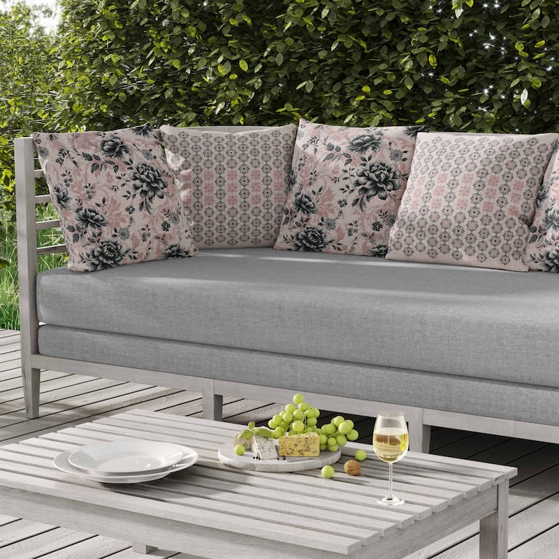 Nature's Canvas Indoor/Outdoor Reversible Throw Pillow Pink and Grey