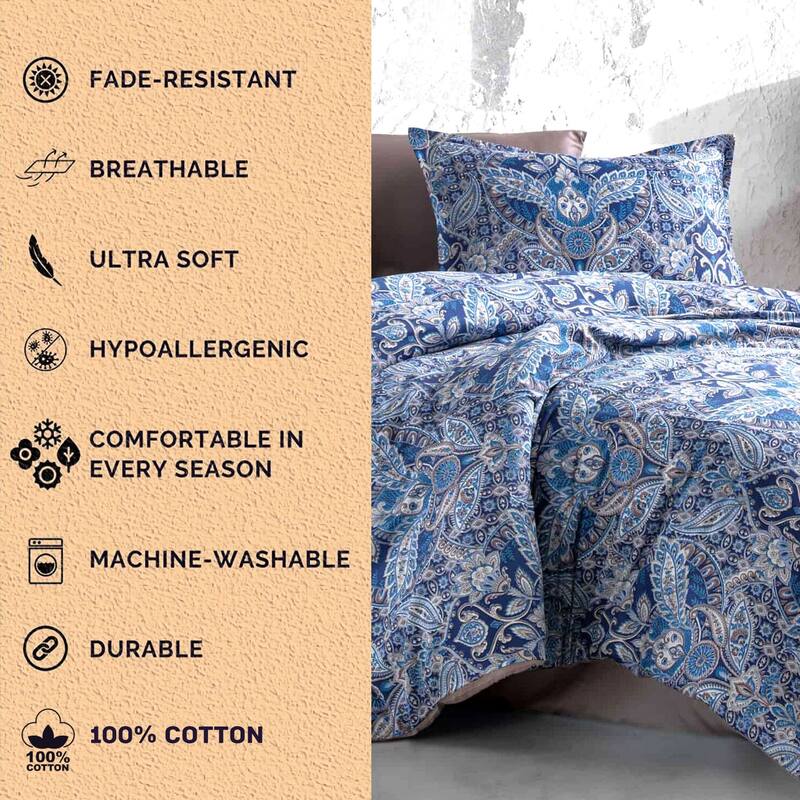 STP Goods Blue Gardens Cotton Sateen Bedding Set of 4