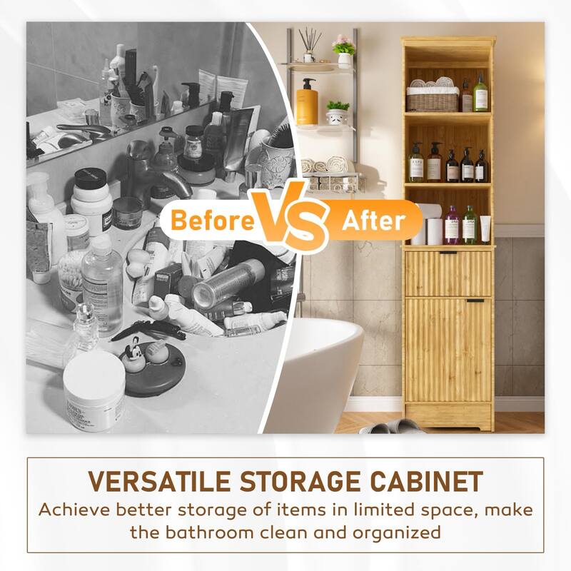 VEIKOUS 68'' Tall Bathroom Storage Cabinet with Anti-Tipping Design