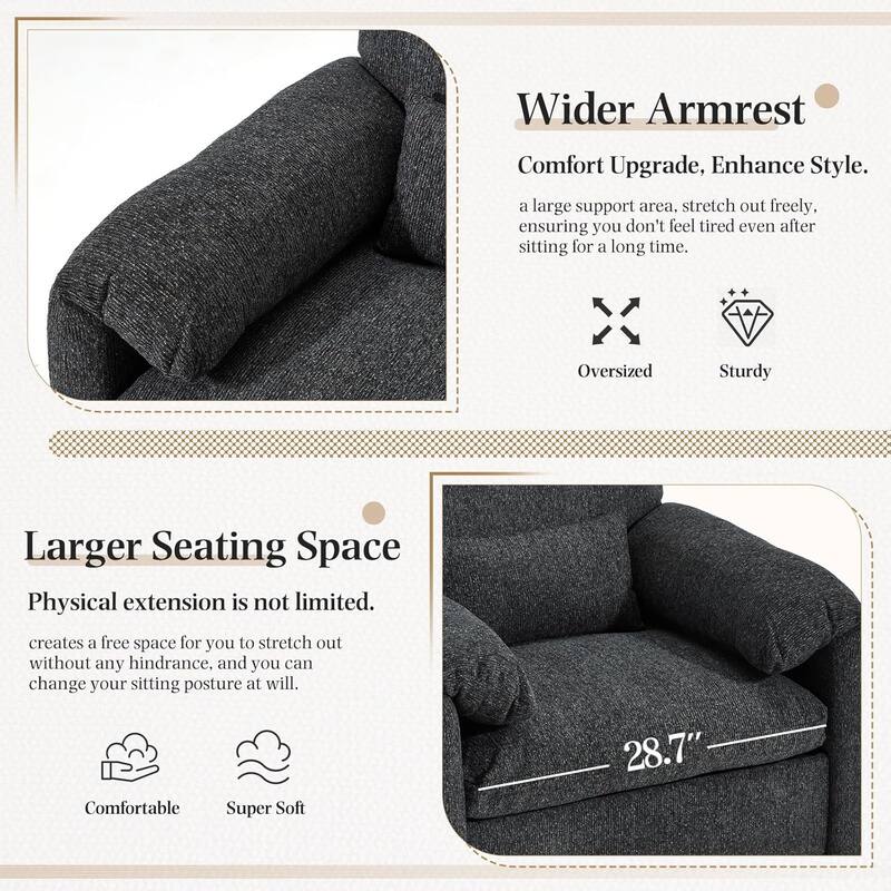 AECOJOY Oversized Armchair, Mid Century Accent Chair, Comfy Upholstered Single Sofa, Extra Wide Reading Chairs for Living Room