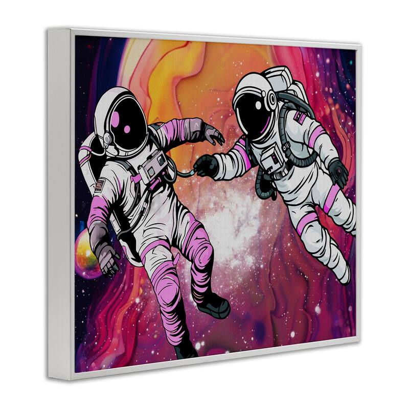 Stupell Swirling Cosmic Space Astronauts Framed Giclee Art Design By Jesse Keith