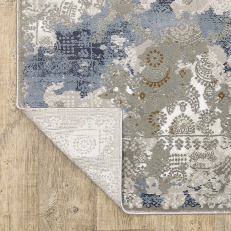 Style Haven Emery Contemporary Abstract Grey/ Blue Mixed-Pile Area Rug