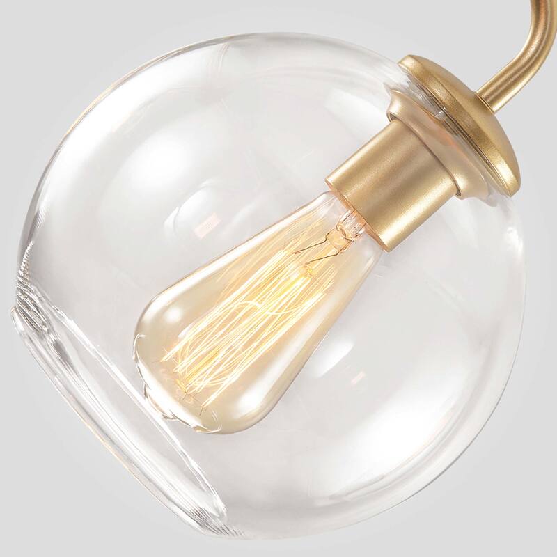 5-Light Modern Dimmable Sputnik Glass Globe Bubble Island Chandelier with Clear Glass Globe Shades