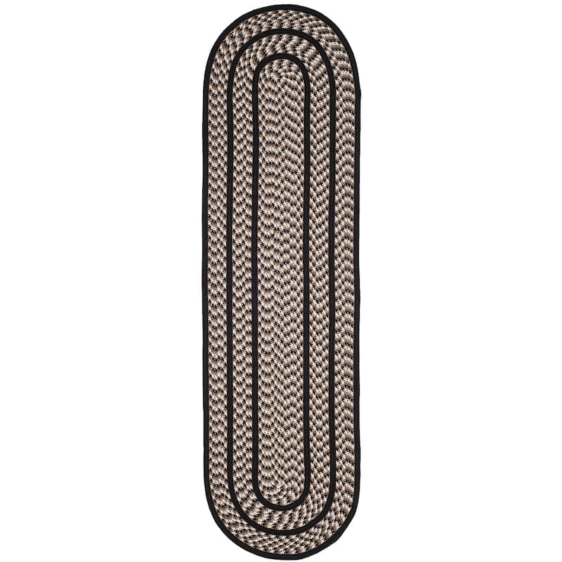 SAFAVIEH, Handmade Braided Jinela Country Rug - 2'3" x 8' Oval - Ivory/Black