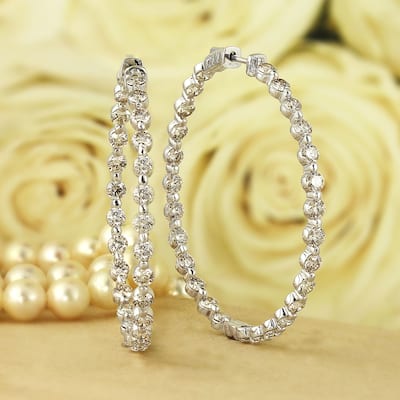 Auriya 14k Gold 8 carat TW Large Diamond Hoop Earrings In-Out 1.88-inch