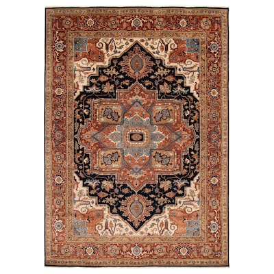 ECARPETGALLERY Hand-knotted Jules Sultane Dark Navy Wool Rug - 9'6 x 13'4