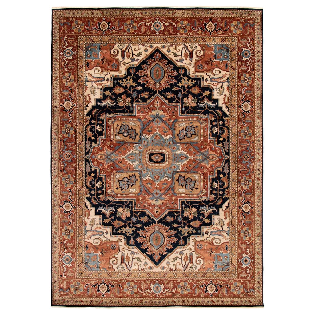 ECARPETGALLERY Hand-knotted Jules Sultane Dark Navy Wool Rug - 9'6 x 13'4