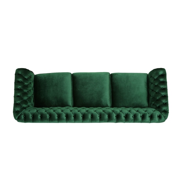 Emerald green online tufted couch