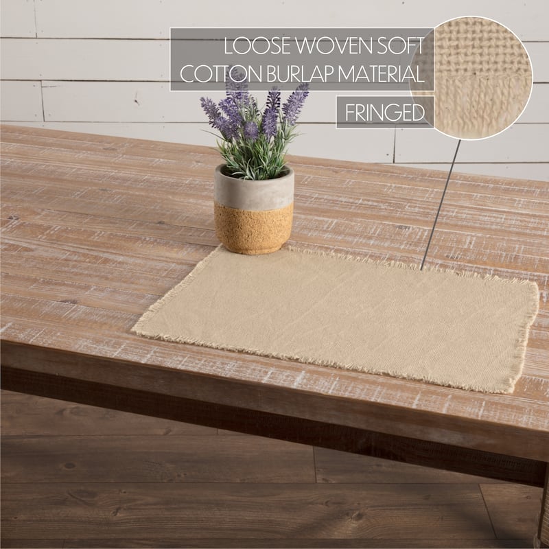 Burlap Placemat Fringed Set of 6 12x18 - Placemat 12x18