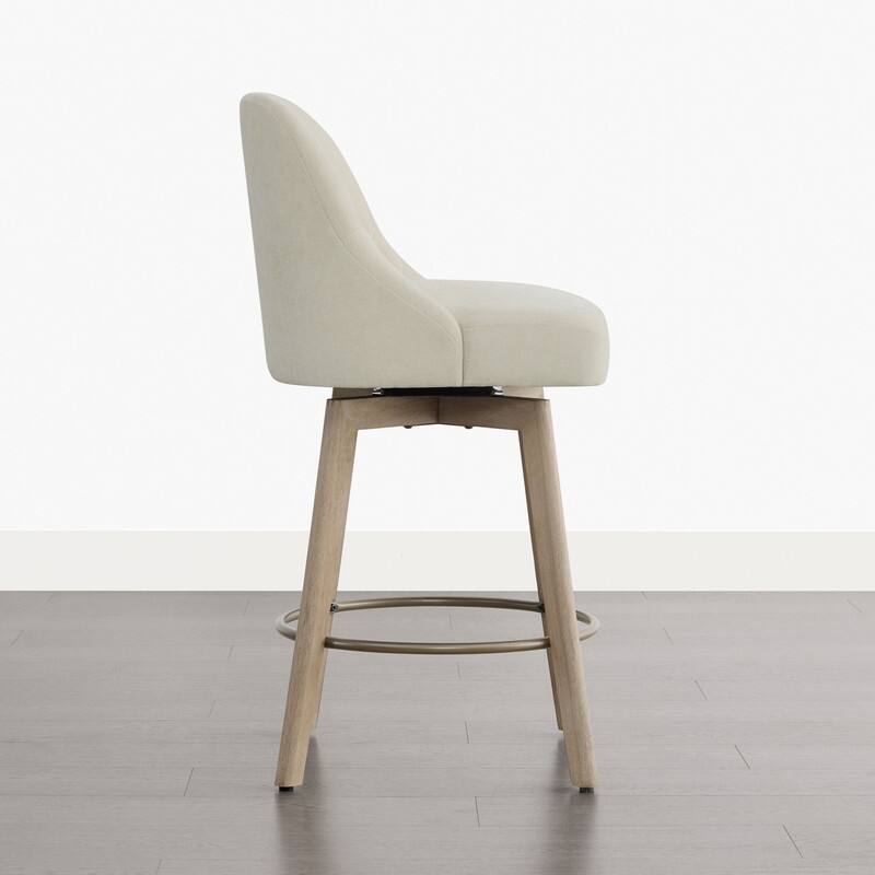 Spruce & Spring Modern Upholstered 360-degree Swivel Bar Stool for Kitchen and Home Bar