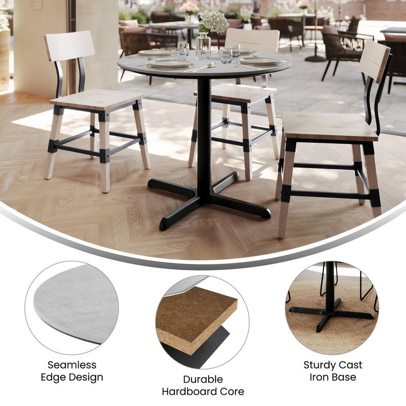 Commercial HPL Tabletop with Table Height Crisscross Base - 36"W x 36"D x 29.5"H