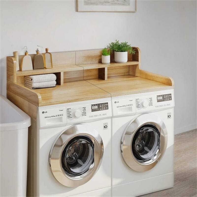Wood Laundry Washer Shelf Countertop with Double Layer