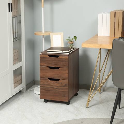 HOMCOM 3 Drawer Mobile File Cabinet, Rolling Printer Stand, Vertical Filing Cabinet