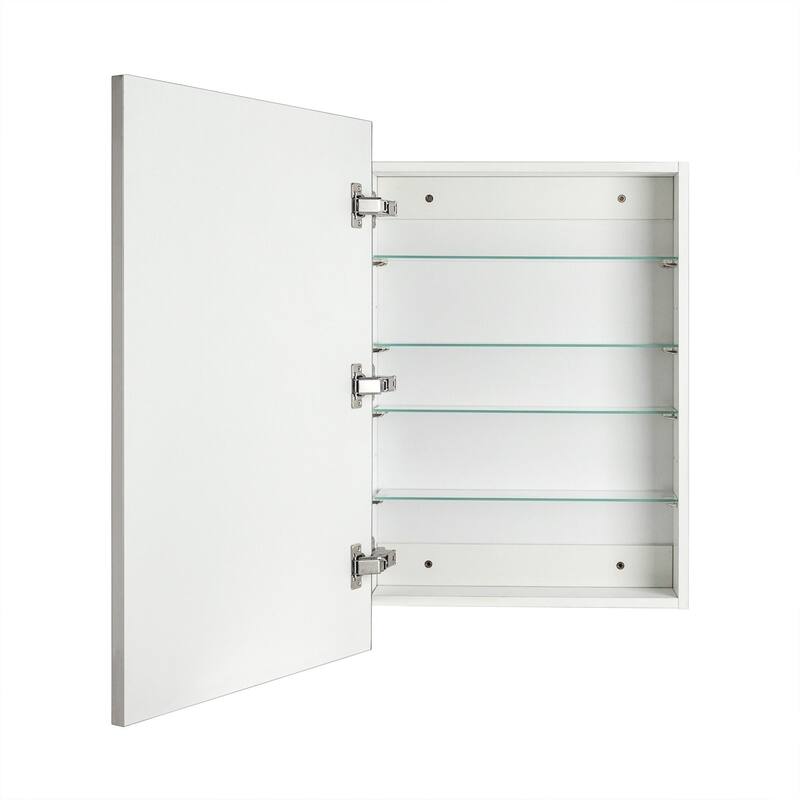 TEHOME Velin Recessed and Surface Mount Bathroom Medicine Cabinet with Mirror Square Cornered Metal Framed Rounded Rectangle