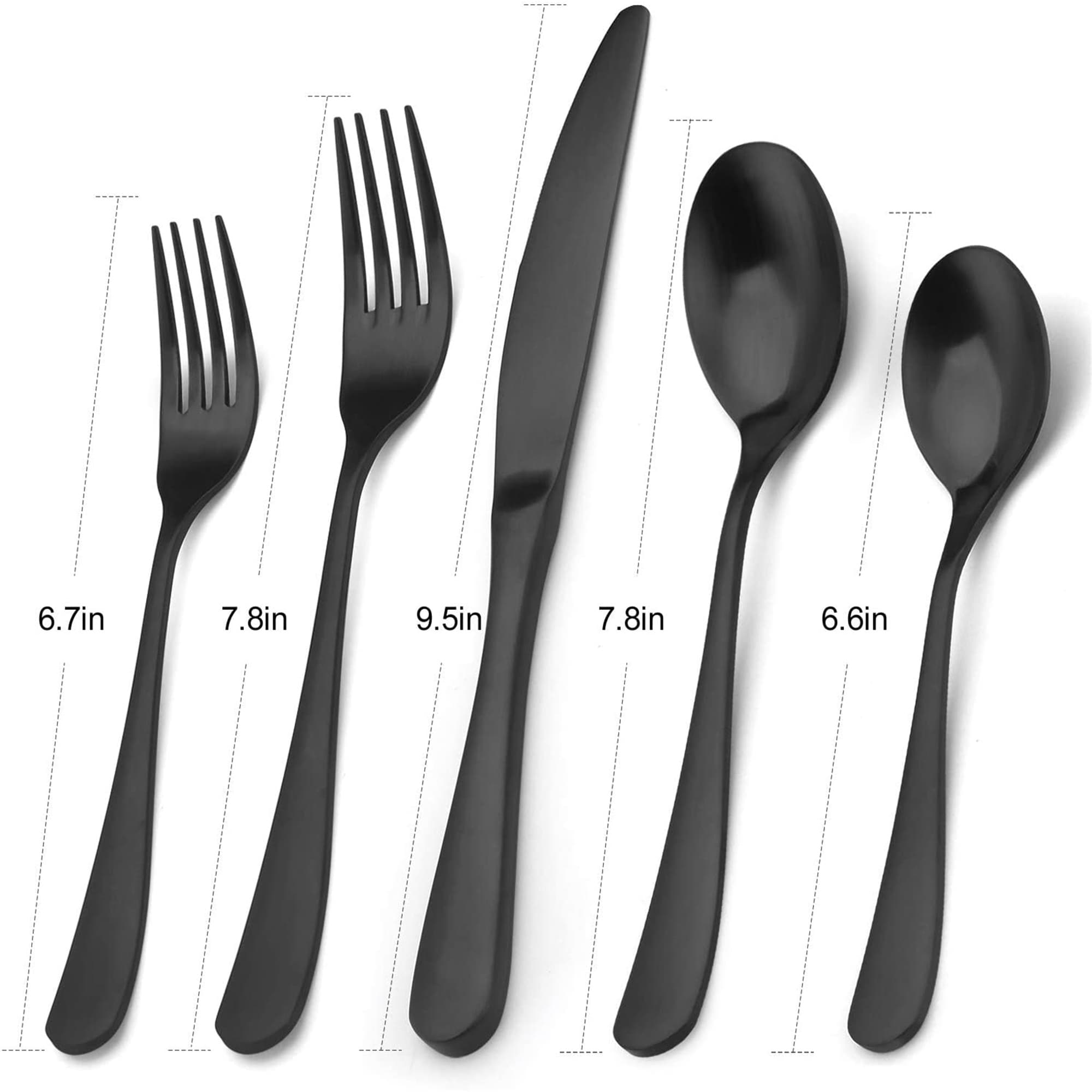 Mirror Polished Black Silverware Set Black titanium plating HaWare 20-Piece Stainless Steel Flatware Cutlery Set Modern Design Dishwasher Safe Dinner Knives/Spoons/Forks Service for 4 