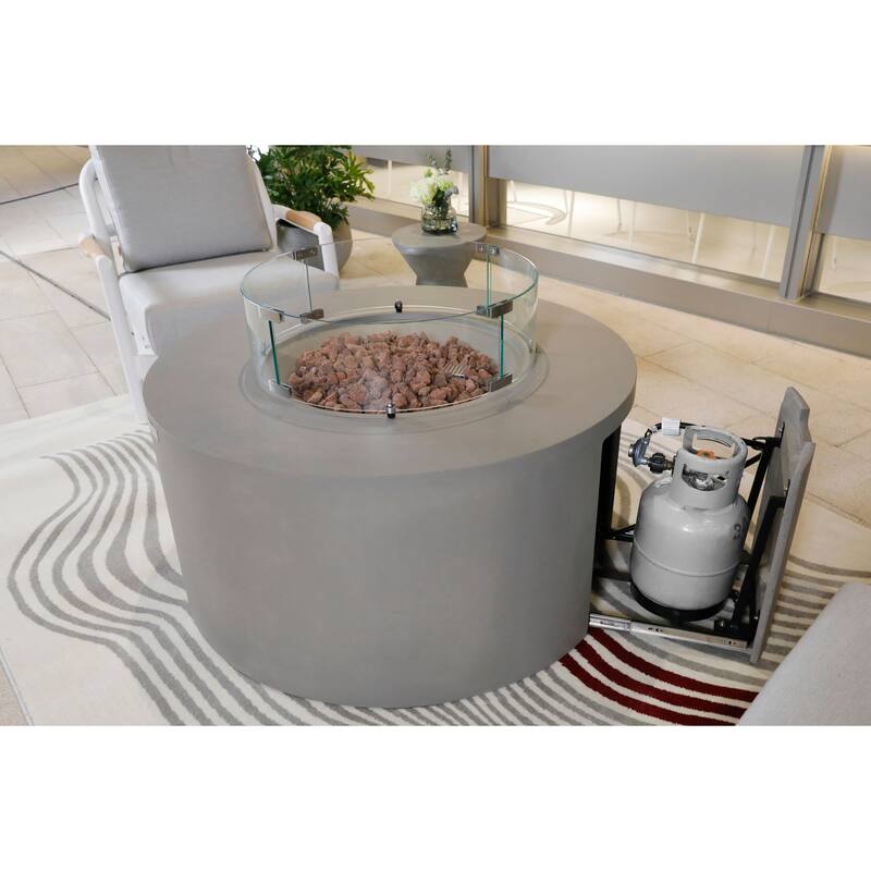 Elementi Pacaya 45,000 BTU Concrete Propane Fire Table with Built-In Propane Tank Storage - 43" x 43"