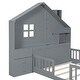 preview thumbnail 36 of 37, Wooden Floor Platform Bed with House Shape Storage Wingback Headboard, House Bed with USB, Window and Bedside Drawers