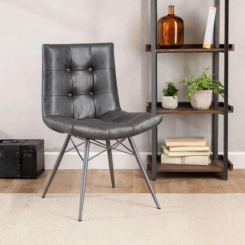 20 Inch Dining Chair with Button Tufted Backrest, Set of 4, Crossed Braces