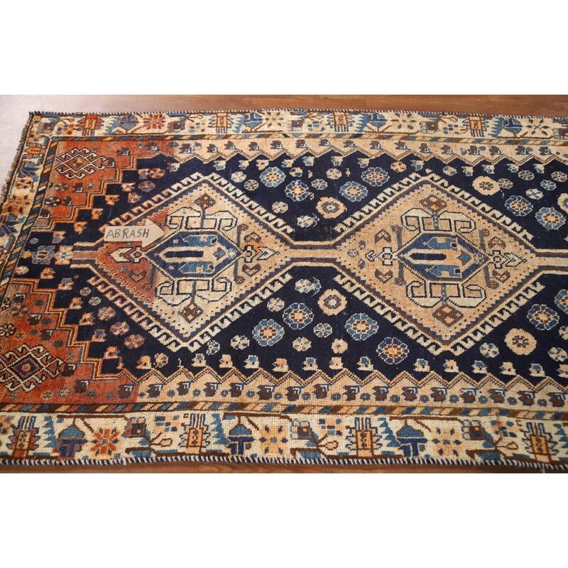 Tribal Qashqai Persian Antique Area Rug Handmade Wool Carpet - 3'6"x 7'9"