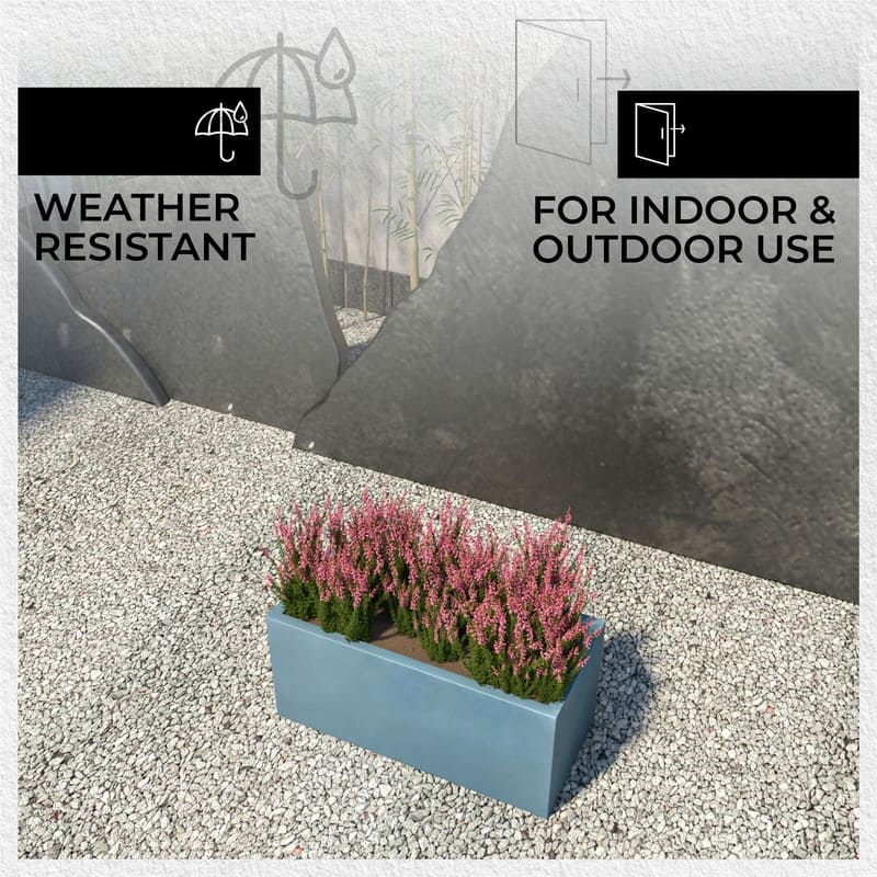 Bloom Rectangular Planter in Fiberstone for Modern Indoor and Outdoor Patio Planter Flower Pot with Drainage