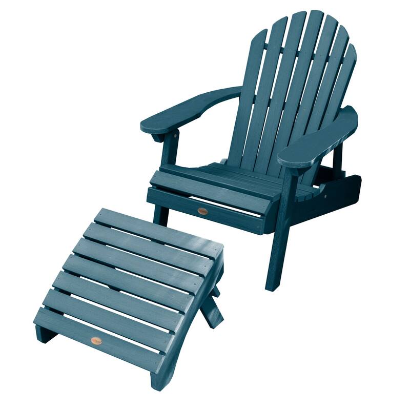 Mandalay Adirondack Chair and Folding Ottoman - Nantucket Blue