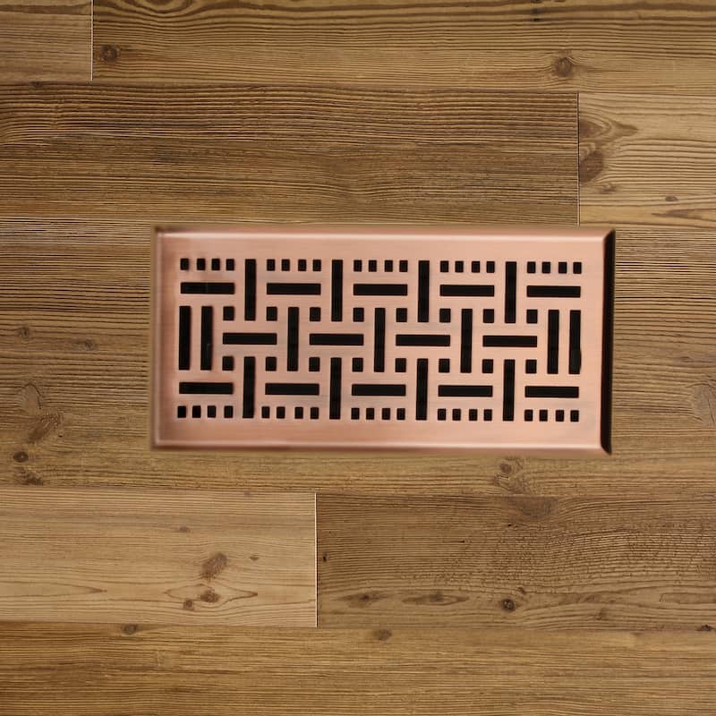 Akicon Check Design 4"x10" Floor Register with Trap Net