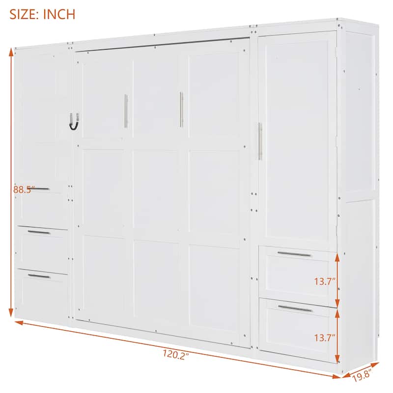 Queen Murphy Bed with Closet, Drawers, Shelves for Efficient Home Organization