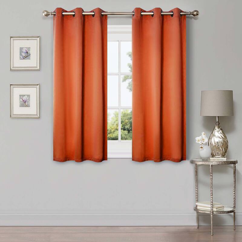 Superior Solid Machine Washable Room Darkening Grommet Curtains, Set of 2 - 42" x 63" - Rust
