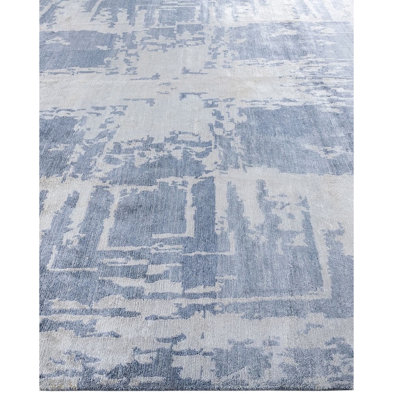 Modern One-of-a-Kind Hand-Knotted Area Rug - Gray, 9' 1" x 12' 2" - 9' 1" x 12' 2"
