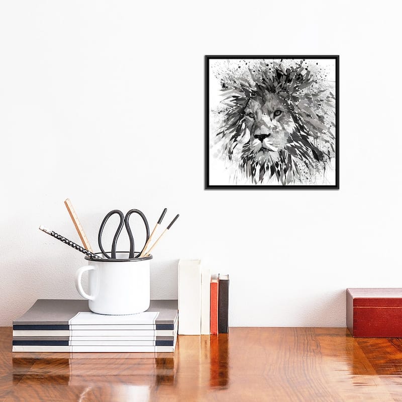 iCanvas "Lion Black And White" by Katia Skye Framed