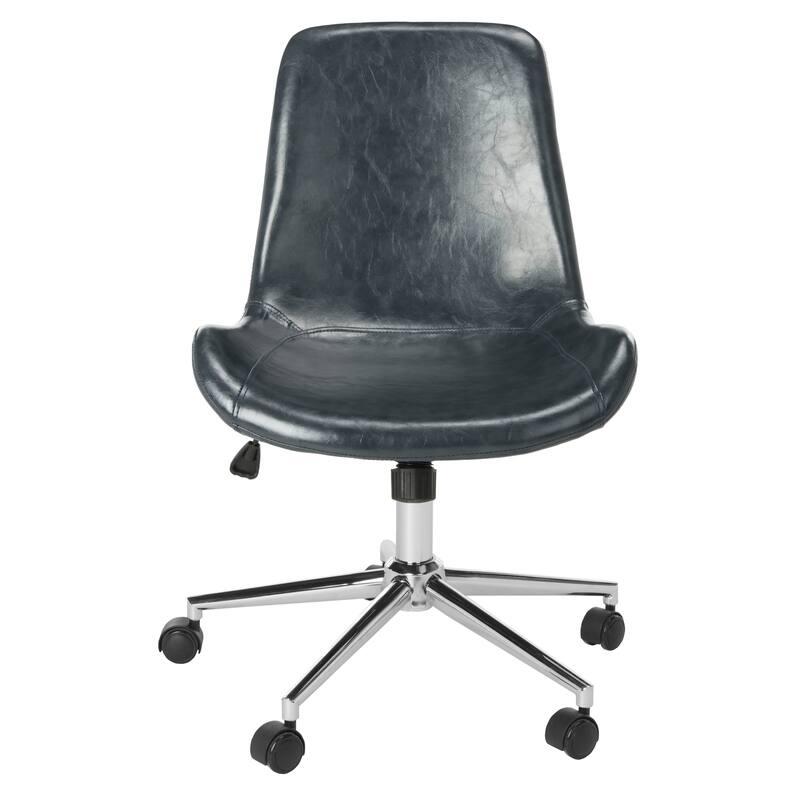 SAFAVIEH Mireya Brown/ Chrome Swivel Office Chair - 22Wx26Dx32H - Dark Grey/Chrome
