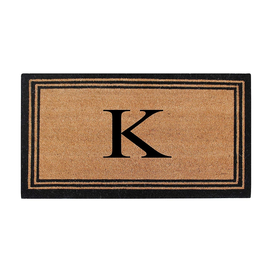A1HC Pure Natural Coir Monogrammed Heavy Duty PVC Backing Doormat