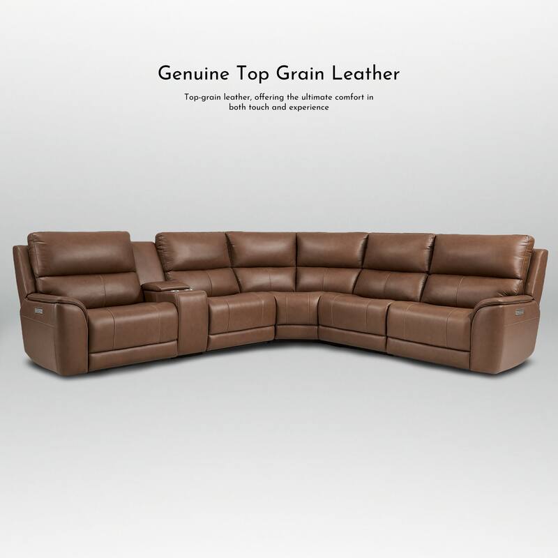 123''W Luxury Premium Genuine Leather Triple-Power Double Width Sectional Sofa with Zero Gravity,USB & Type-C Ports