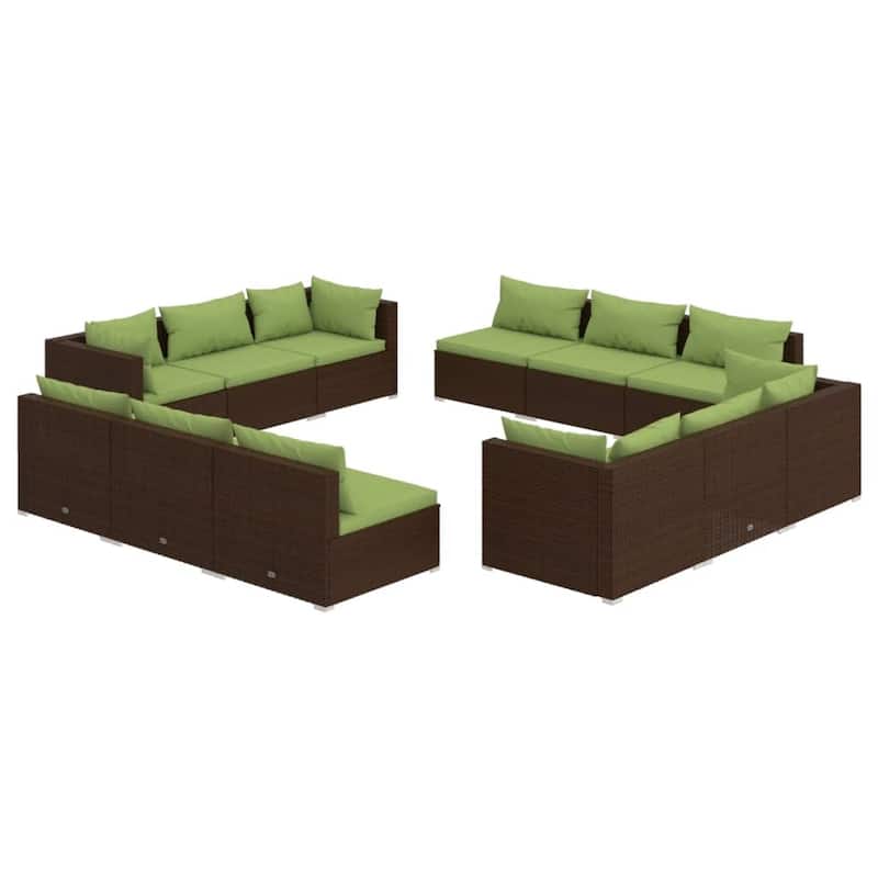 vidaXL Patio Lounge Set Outdoor Sectional Sofa Set Table Garden Poly Rattan - 27.6" x 27.6" x 24"