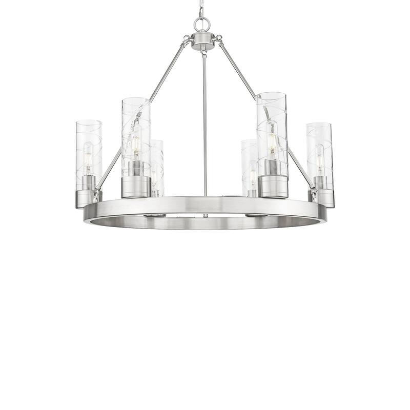 Innovations Lighting 617-6CR-24-29-8 Boreas Chandelier Boreas 6 Light - Satin Nickel / Deco Swirl