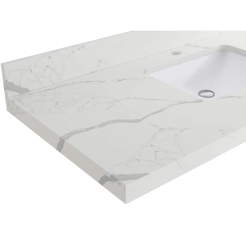 Willow Collections 36 x 22 Boston Right Offset Sink Bathroom Vanity with Quartz or Marble Countertop