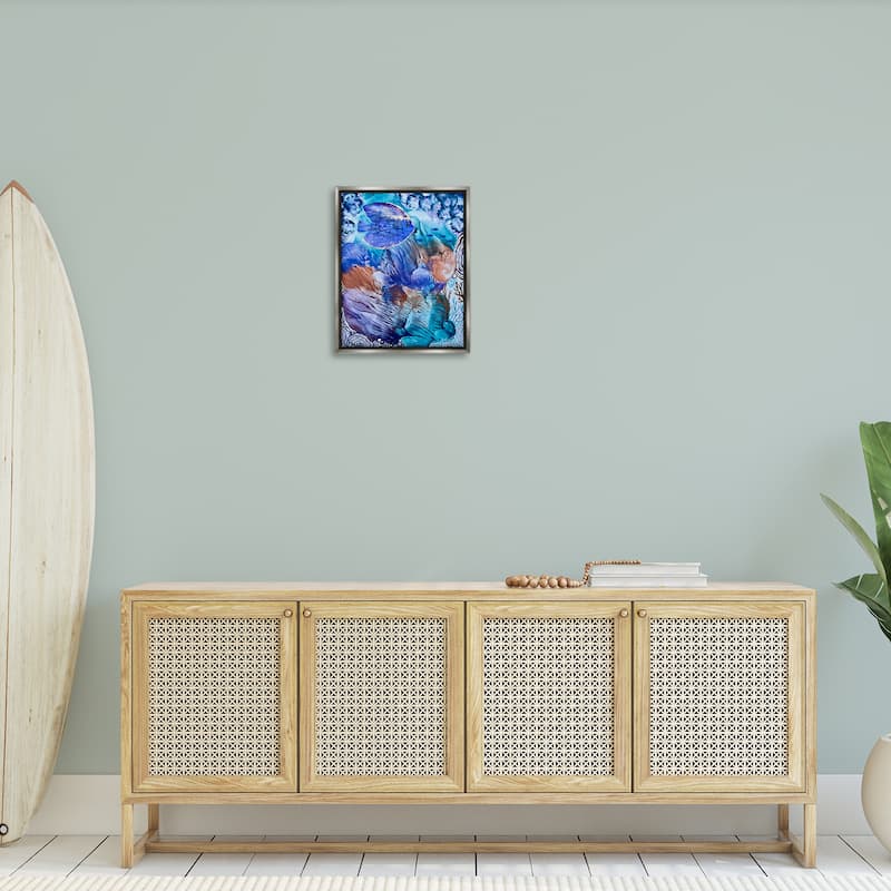 Stupell Underwater Fish Sea Life Framed Floater Canvas Wall Art Design By Amy Tieman