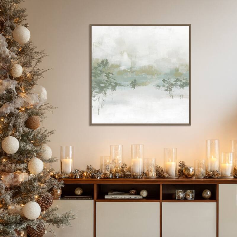 Winter Hillside I by June Erica Vess Framed Canvas Wall Art Print - Sylvie Dark Gold