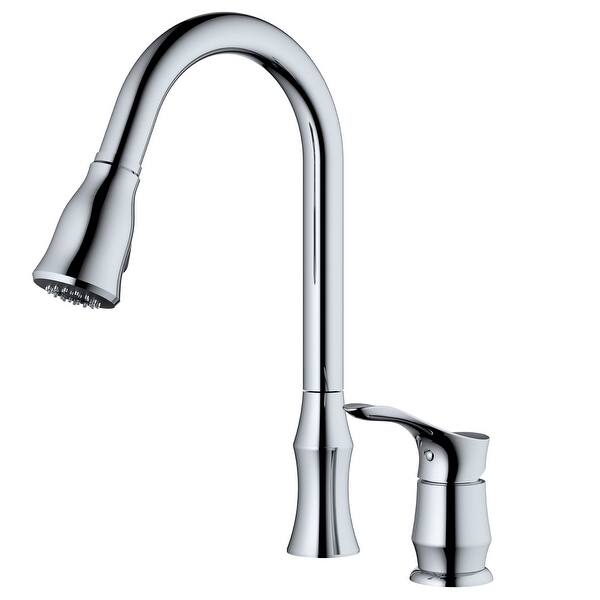 slide 2 of 24, Karran Hillwood Single-Handle Pull-Down Sprayer Kitchen Faucet Chrome