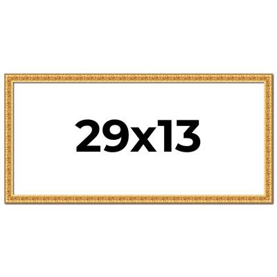 29x13 Frame Gold Real Wood Picture Frame Width 1 inches | Interior