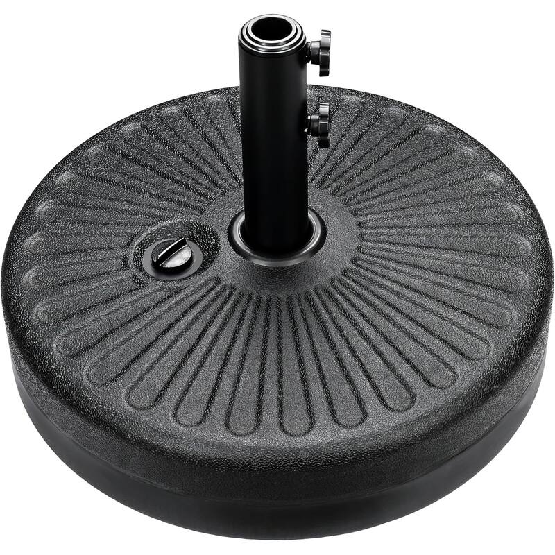 50 lbs. Plastic Market Patio Umbrella Base in Black, 20" Patio Umbrella Base for Outdoor Lawn, Garden, Round - Black