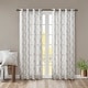 preview thumbnail 1 of 83, Madison Park Westmont Fretwork Print Grommet Top Window Curtain Panel 50"W X 84"L - Ivory/Grey